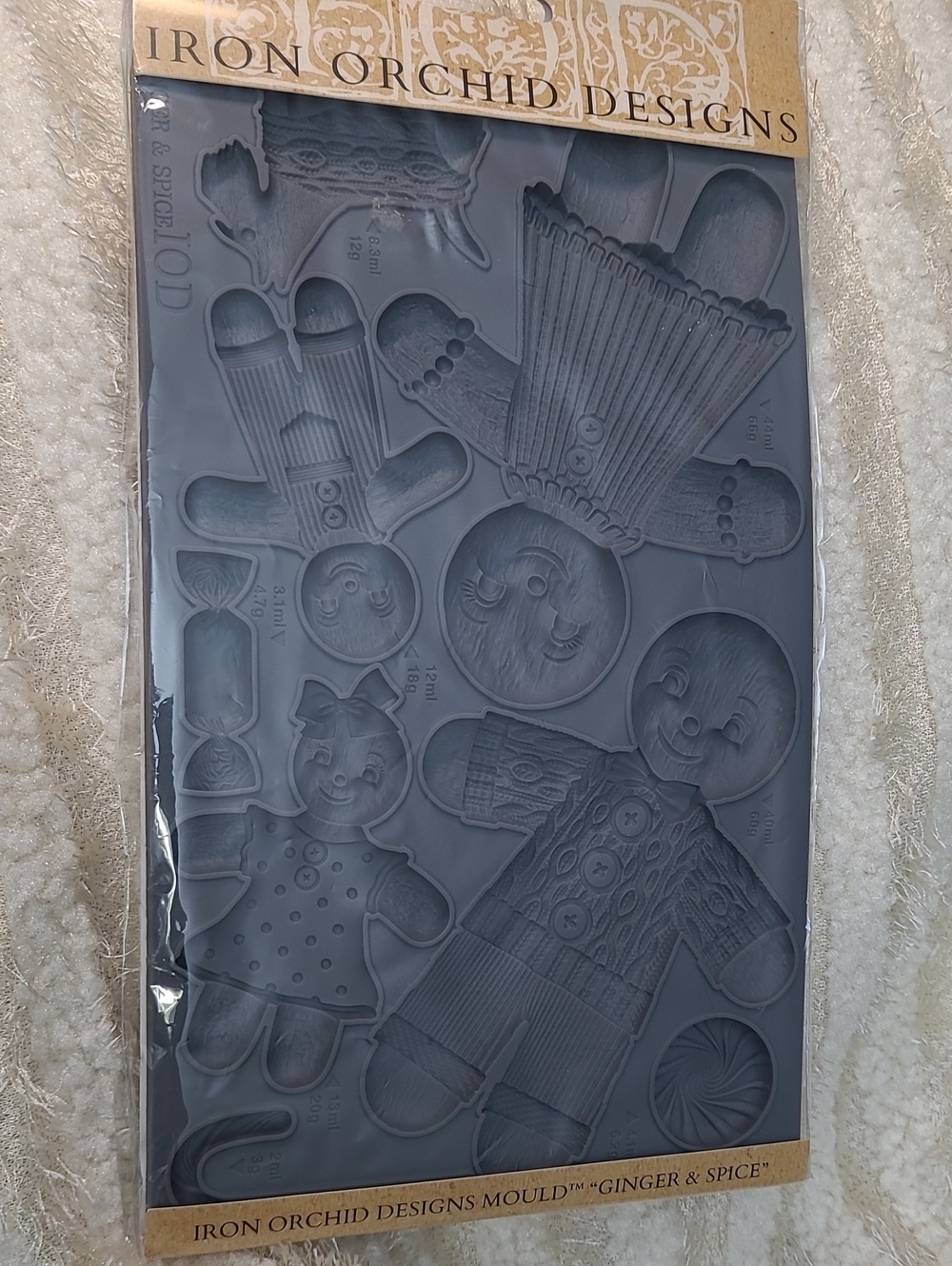 NEW IOD Iron Orchid Designs Mould Ginger & Spice Silicone Micro-Rim Measure Mark